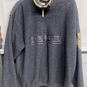 Tommy Hilfiger Gray Zip Up Sweater with High Collar